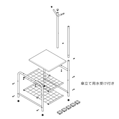 画像1: ポールハンガー付きウッド棚ラック